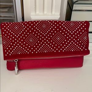 Red and silver clutch